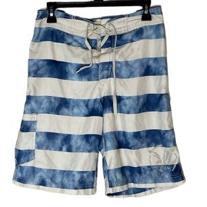 American Eagle men’s blue and white striped swim trunks size S